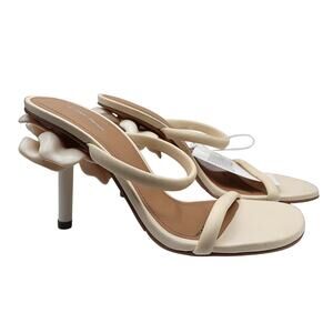 & OTHER STORIES Flower Embellished Leather Mules - Cream - US 5